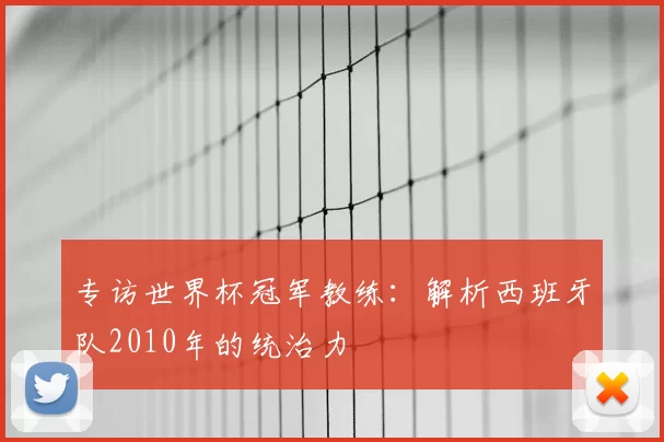 专访世界杯冠军教练:解析西班牙队2010年的统治力
